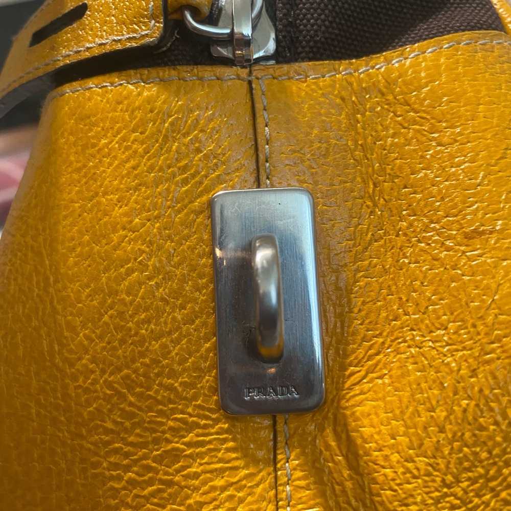 Prada Yellow and Brown Travel Bag - Picture 4 of 16